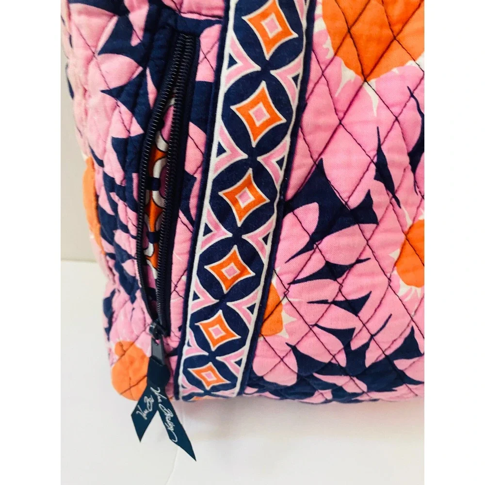 Vera Bradley Sun Valley Quilted Cotton Hobo Shoulder Bag Pink Navy Floral